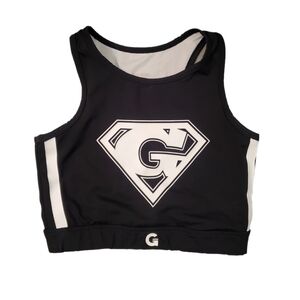 GRRRL Women's Black White Logo Long Line Compression Sports Bra‎ Medium